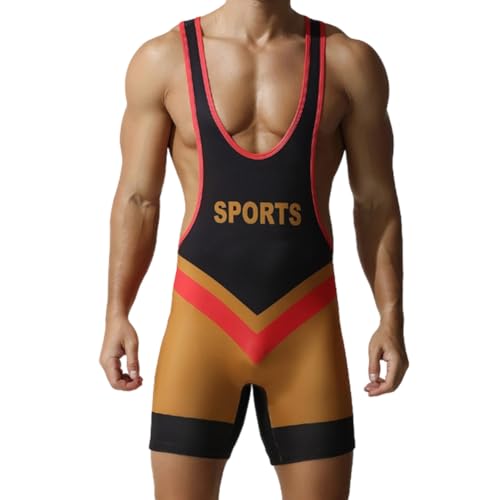 Mono de lucha libre para hombres con diseño sin mangas y corte de leotardo atlético en talla M