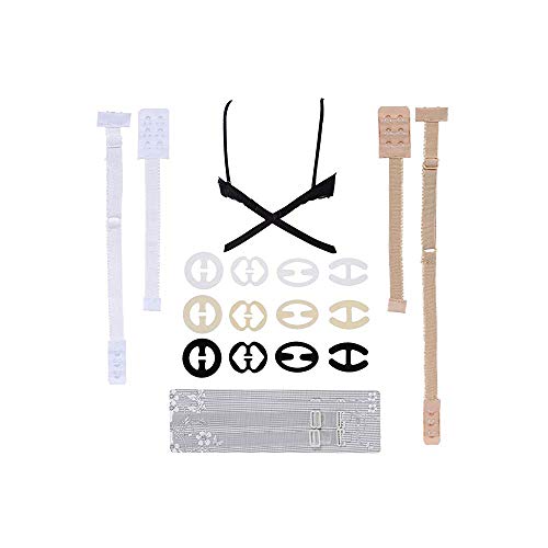 TOMYEER 12 Pcs Pinzas Y 3 Pares de Tirantes para Alargador,2 Pares Tirantes Transparentes,Talla Única