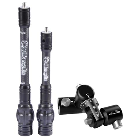 SHARROW Archery Bow Stabilizer Kit Carbon Fiber Stabilizer Dampen Weight Single Side V-bar Quick Disconnect for Compound Bow (8"&10") Cover