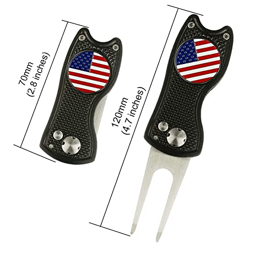 Foldable Golf Divot Repair Tool with Golf Ball Marker - Image 3