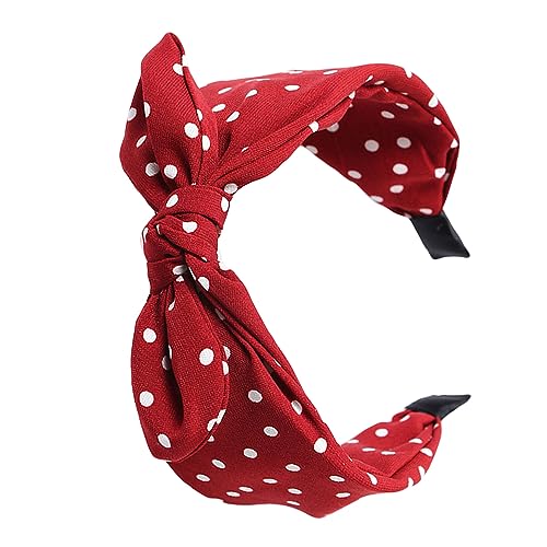 Qunson Women's Red Polka Dot Pin-Up Bow on Headband Hair Band (b)