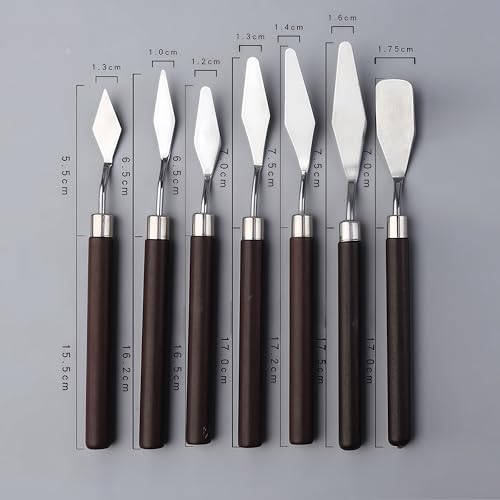 Miniatura 5 de Zhenghebuy Cuchillo De Paleta,7 Piezas Espatulas Pintura Acrilica,Espátula De Acero Inoxidable,Diferentes Formas Cuchillo De Pintura,Pintura Al Óleo Espátula Cuchillos De Paletas