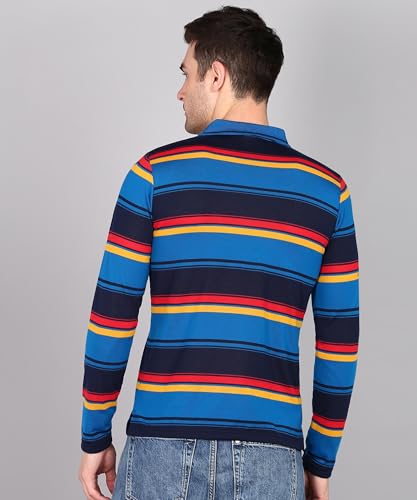 Image of INKKR Polo Neck Full Sleeve Striped Men's Tshirt