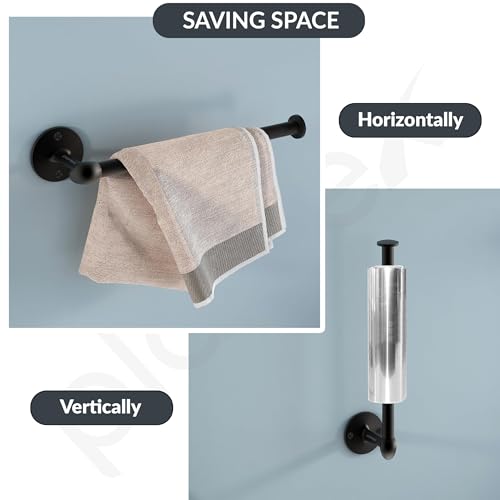 Image of Plantex Stainless Steel Paper Holder /Kitchen Tissue Paper Roll Holder /Wall Mount Towel Stand /Kitchen Accessories - Pack of 1 (Black)