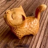 Pequeño gato de madera lindo | Estatua de gato para decoración del hogar | Mini adornos de gato tallados a mano | Adornos animales de la estatuilla del gato, regalos para los amantes de los gatos