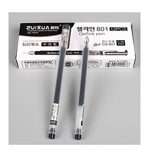 Qing Bolígrafos de Punta Redonda de 0,38 mm, Color Rojo, Negro, Azul, 24 Unidades, Color Negro