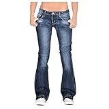Butt Lifting Low Rise Jeans for Women Trendy Stretch Wide Leg Boot Cut Denim Pants Dark Blue