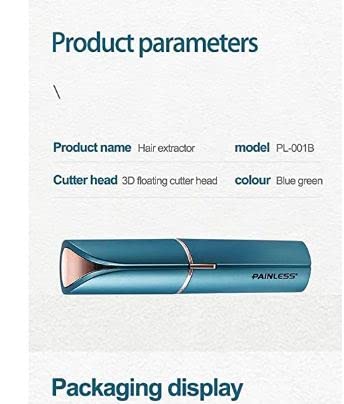 Image of Cleanfly Hair Removal for Women, Painless Premium Eyebrow Trimmer USB Rechargeable Conture Hair Remover and Exfoliation Device for Face and Body with Built-in LED Light Lipstick Style (Green)