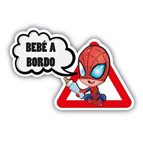 CUAC REVOLUTION Pegatina Bebe A Bordo Spiderman Vinilo Impreso para Coche Pegado Exterior