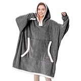 Catalonia Hoodie Blanket Oversized Wearable Blanket Hoodie for Women Men - Sweatshirt Blanket with Pocket, Birthday Christmas Gifts, Gray