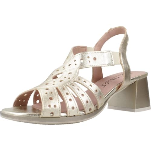 Sandales à talon carré large en cuir PITILLOS classique pour femme