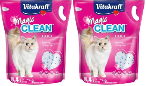 Vitakraft - Magic Clean, Perlas de Gel de Sílice Súper Absorbentes - 8,4 L / 3,7 kg (Paquete de 2)
