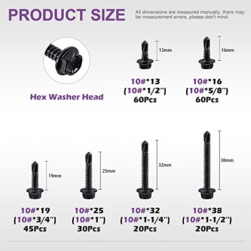 Swpeet 410 Stainless Steel Self Drilling Screw Assortment Kit - Image 2