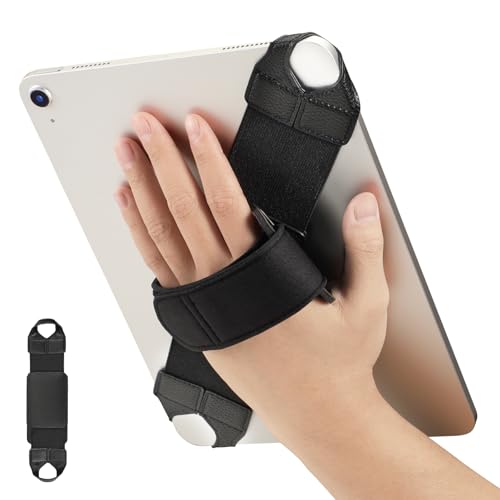 FINTIE Handschlaufe Universal Tablet für 9-11 Zoll Tablets & eReader, [360° Drehbar] PU-Leder, sicher, portabel, Verstellbarer Griff für iPad/Samsung/Xiaomi Tablets, Schwarz