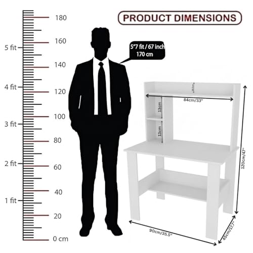 Image of SPYDER CRAFT Modern Daisy Engineered Wood Study Table with Storage Shelf | Clean Minimalist Computer Desk for Home, Office, & Bedroom | Durable & Easy to Clean (White) (DIY Assembly)
