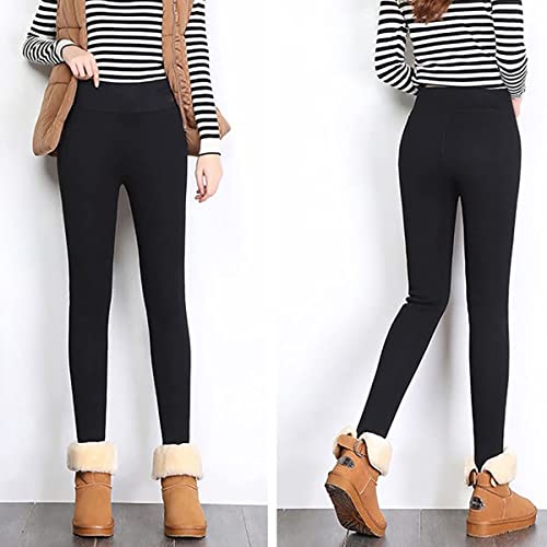 XIRUJNFD Casual Warm Winter Solid Pants, Winter Leggings for Women Fleece Lined, Fleece Leggings