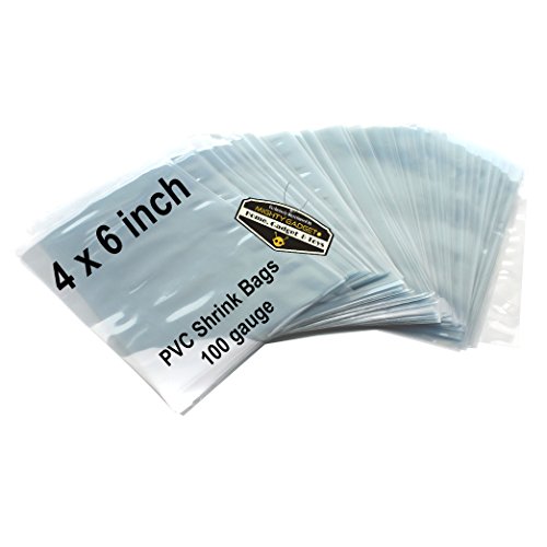 500 pcs Quality 4 x 6 inch Odorless PVC Shrink Wrap Bags for Soaps, Bath Bombs, Bottles, Crafts & DIY Homemade Products by Mighty Gadget (R) - 100 Gauge