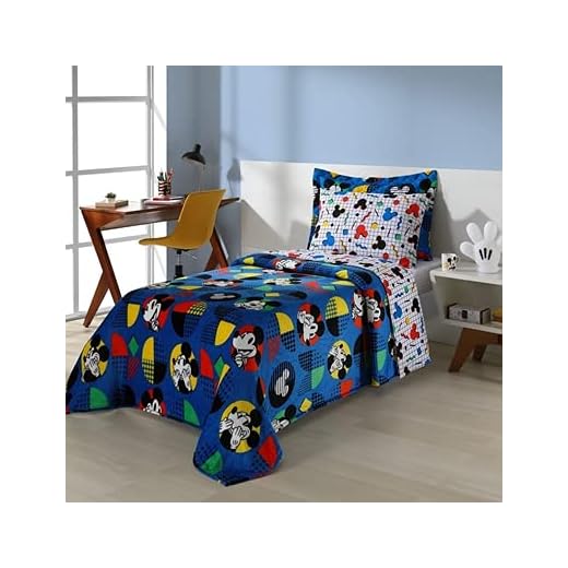 EDREDOM INFANTIL DUPLA FACE SOLTEIRO PERSONAGENS DISNEY 150 FIOS - MICKEY POP