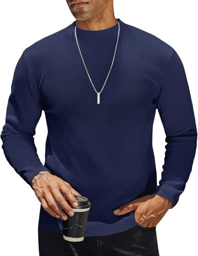 COOFANDY Mens Mock Turtleneck Sweater Long Sleeve Basic Thermal Undershirt Slim Fit Lightweight Pullover Sweaters