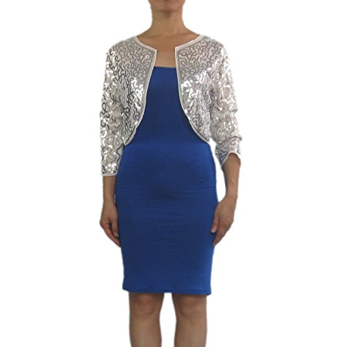 Sequin Beaded Bolero Wrap Shrugs Tops Jackets Dance Cover Up for Dresses White