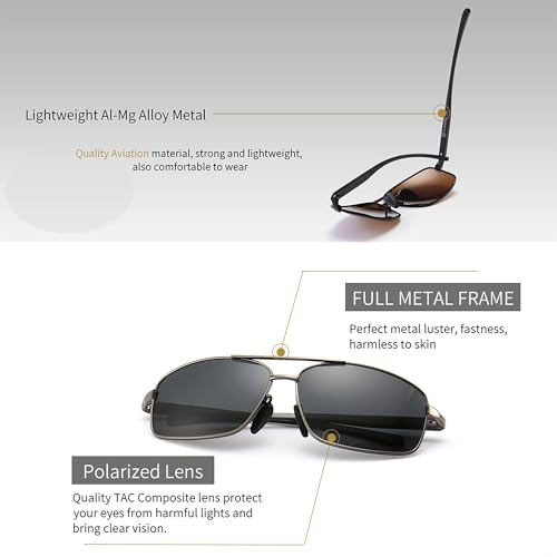 Image of SUNGAIT UV protection Ultra Lightweight Rectangular Polarized Sunglasses