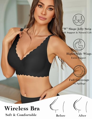 Avidlove Wireless Bra Womens Plunge V Neck Seamless Bras Full Coverage Everyday Bra3