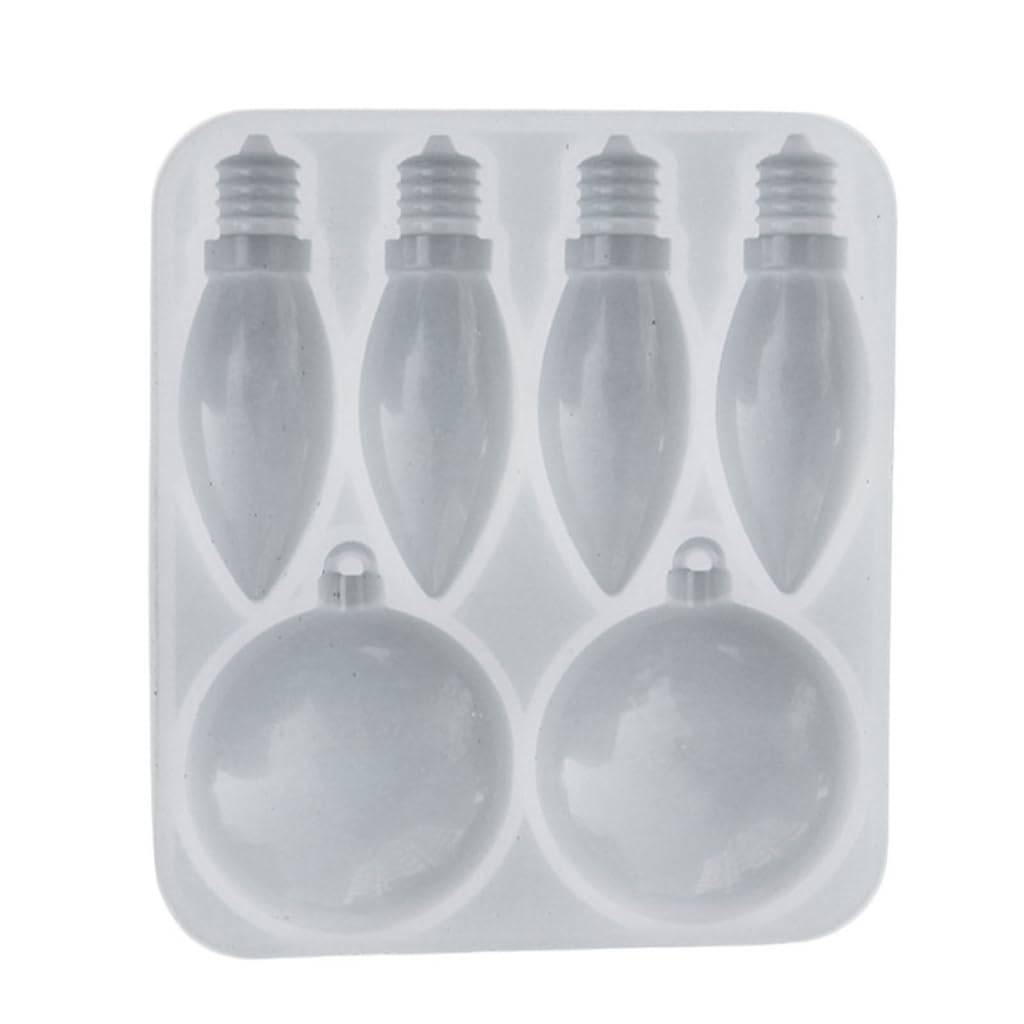 FogunResin Mold, Resin Light Bulb Pendant Silicone Mold Christmas Ornament Resin Mold DIY Craft Supply Round Lamp Keychain Pendant Making