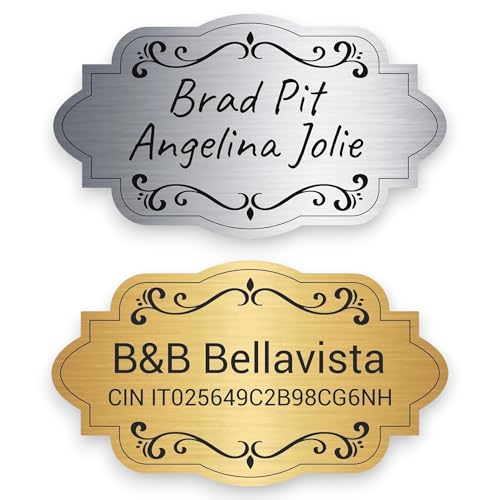 Targa Porta Ingresso Personalizzata Adesiva (Targa Classica) Targhetta Personalizzata per Casa Vacanze, Numero Civico Esterno, Casella Postale Esterno, Citofono, Cassetta Posta, Cancello– Lo Realizzo®