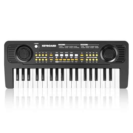 Infantil Piano Teclado 37 Teclas con Microfono Portátil Juguete Musical, Regalos Navidad Cumpleaños para 3 4 5 6 7 Años Principiante Niños y Niñas, Negro