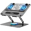Metfut Laptop Cooling Pad with Detachable Fan & Cooler, Adjustable Height & Angle, 360 Rotation Base, Ultra-Quiet, Carbon Steel Framework for MacBook, ASUS, Dell 10-16 Laptop for Tablet, DJ Mixer