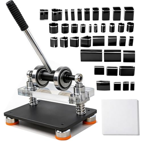 Leather Cutting Machine 1.8 Ton Portable Manual Press Die Cutter Dual Guide Shafts Die Cut Machine with 39-Piece Professional Hole Punch Kit for Leather Fabric Plastic & More DIY Craft Essential