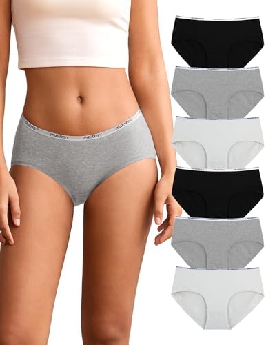 INNERSY Unterhosen Damen Baumwolle Slips Hipster Unterwäsche Frauen 6 Pack | 100% Baumwoll Schritt, Damenunterwäsche Mittlere Taille, Damenslips Bequem, Mid Slip Atmungsaktiv, Pant
