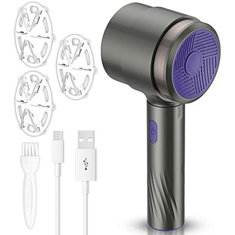 Fabric Cloth Shaver Lint Remover: Sweater Shaver Rechargeable Pilling Remover - Electric Fabric Defuzzer for Furniture with 3 Replaceable Blades Cover