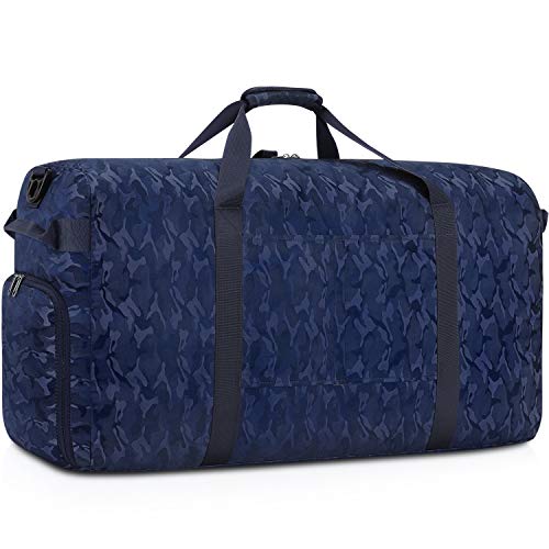Gonex 150L Travel Duffel Bag Foldable Extra Large Duffle Bag XL Heavy Duty for Men Women for Luggage Shopping Black and Blue Camouflage