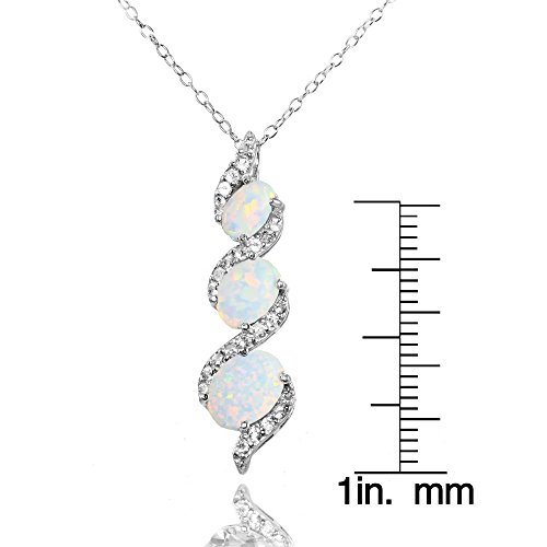 Ice Gems Sterling Silver Genuine, Created or Simulated and White Topaz Oval S Design Three-Stone Journey Necklace3