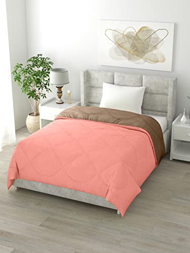 Image of Clasiko Reversible Single Bed Comforter; 60x90 Inches; 200GSM; Candy Peach & Taupe