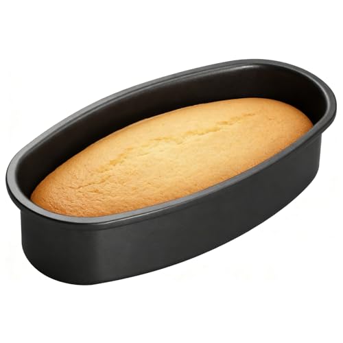 Image of Tissting Oval Bread Pan 9.1x4.7x2.0in /23x12x5cm, Carbon Steel Nonstick | Loaf Baking Mold | Homemade Cake & Cheese Bread | Kitchen Bakeware(Black)