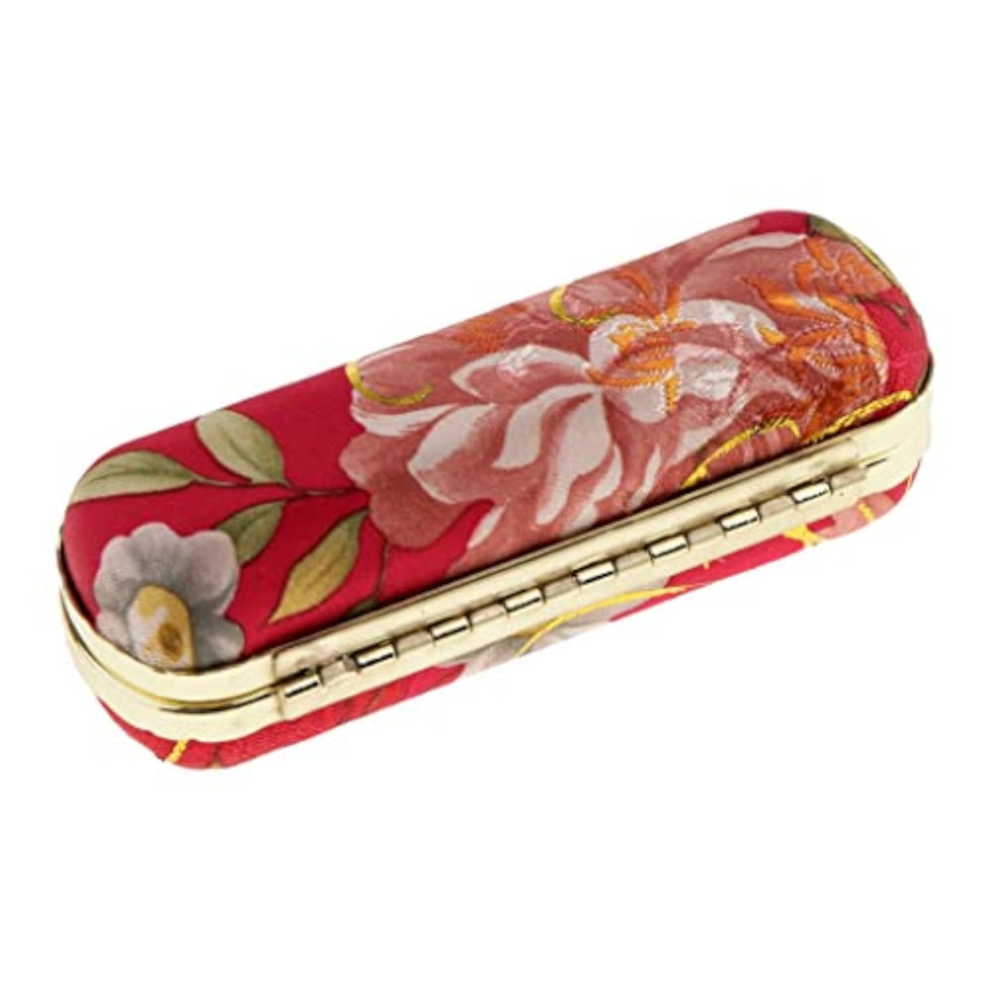 Embroidered Brocade Lipstick Case Holder with Mirror