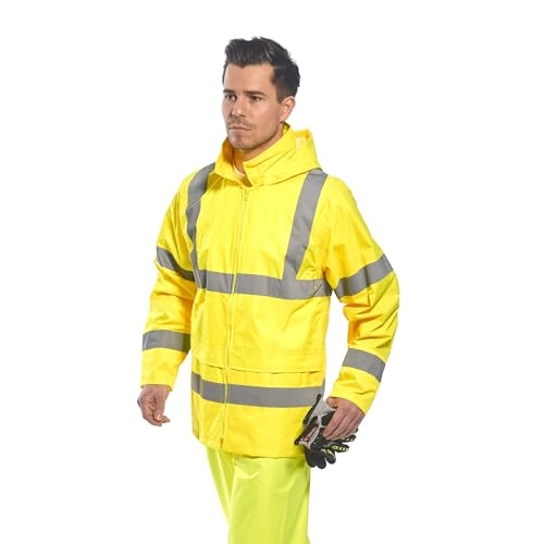 Image of Portwest UH440 Men's Lightweight Waterproof Hi Vis Reflective Rain Jacket