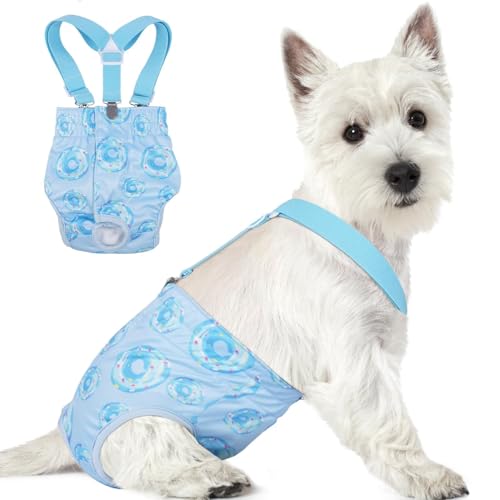 Image of Reusable Female Dog Diapers with Suspender, Washable Dog Period Panties, Highly Absorbent Female Dogs Diapers for Heat Incontinence, Medium