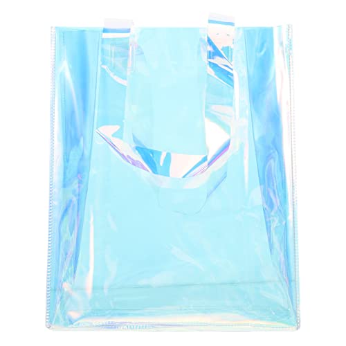 CLISPEED Bolsa de tela iridiscente bolso tote iridiscente cartera para bolsas almacenaje bolsas de almacenamiento bolsa multiusos bolso de compras de pvc de polivinilo Sky-blue