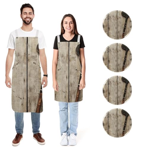 Tabliers de cuisine hockey palette bois bavoir réglable 2 poches