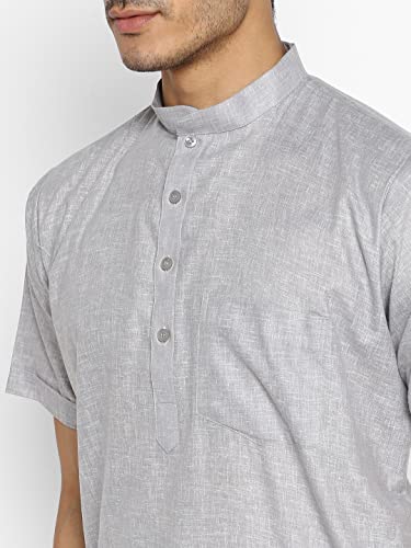 Image of Royal Kurta Mens Linen Half Sleeved Long Ethnic Kurta