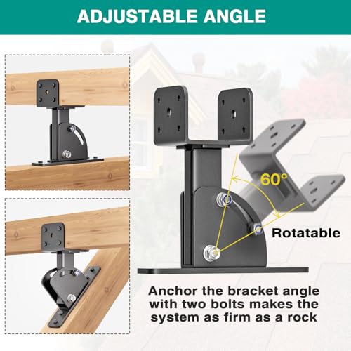 Antsky Pergola Brackets 4x4 (Actual Size:3.5\"×3.5\") Adjustable Angles Saddle Roof Riser Brackets for Patio Cover 304 Stainless Steel Pergola Bracket Kit Patio Roof Riser Patio Kit, 3Pack