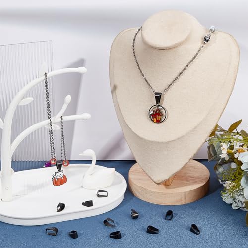 SUNNYCLUE 1 Box 30Pcs Pinch Bails Stainless Steel Pendant Bail Black Snap on Bails Slider Pendant Clasp Open Clip Bails Hook Pendant Clasps Necklace Chain Slider Connectors for Jewellery Making Kits - Image 4