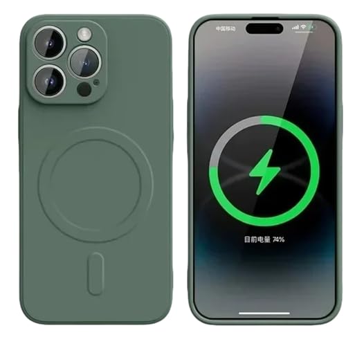 Coque silicone iPhone 11 vert foncé compatible charge magnétique sans fil Magsafe