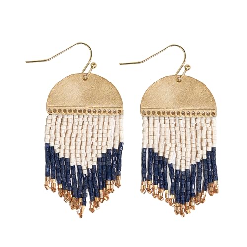 INK+ALLOY Beaded Earrings for Women Dangling, Claudia Luxe Seed Bead Short Fringe Boho Earrings, Hypoallergenic Handmade Jewelry for the Modern Bohemian, 2-Inch L