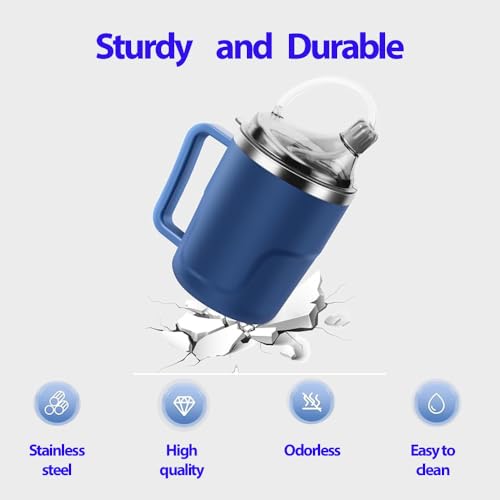 13.5oz Spill Proof Cups for Elderly, 3 in 1 Stainless Steel Sippy Cup with Straw and 2 Lids for Adults, Great for Water, Milk, Soup, Health & Household Supplies - Image 6