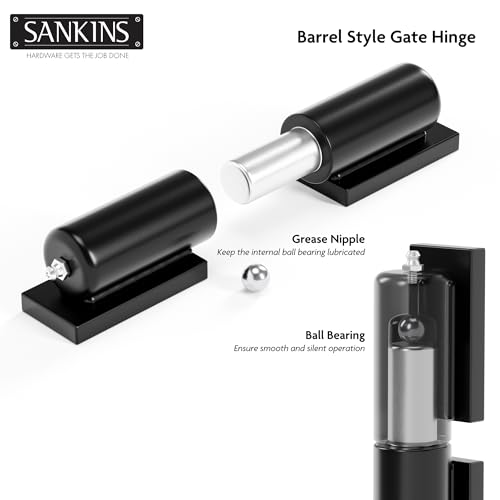 Charnières de portail robustes de 17,8 cm en acier noir pour extérieur