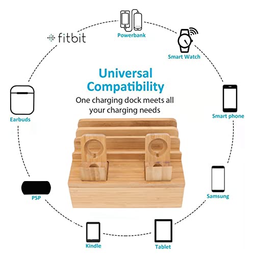 Estación de acoplamiento de madera premium de 5 puertos USB para tableta 6